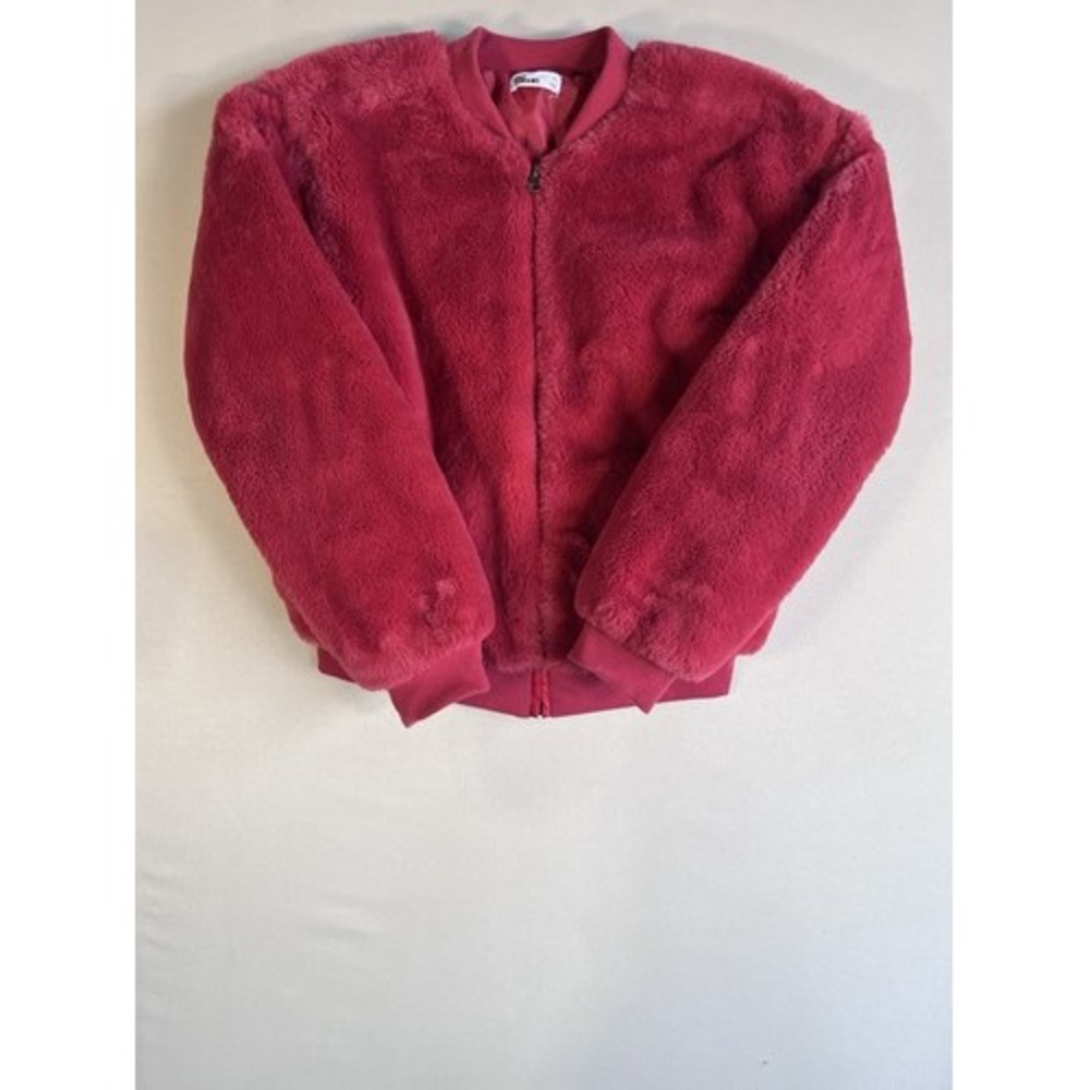 Epic Threads Girls Pink/Res Faux Fur Bomber Jacket Full Zip Lined XL 14/16